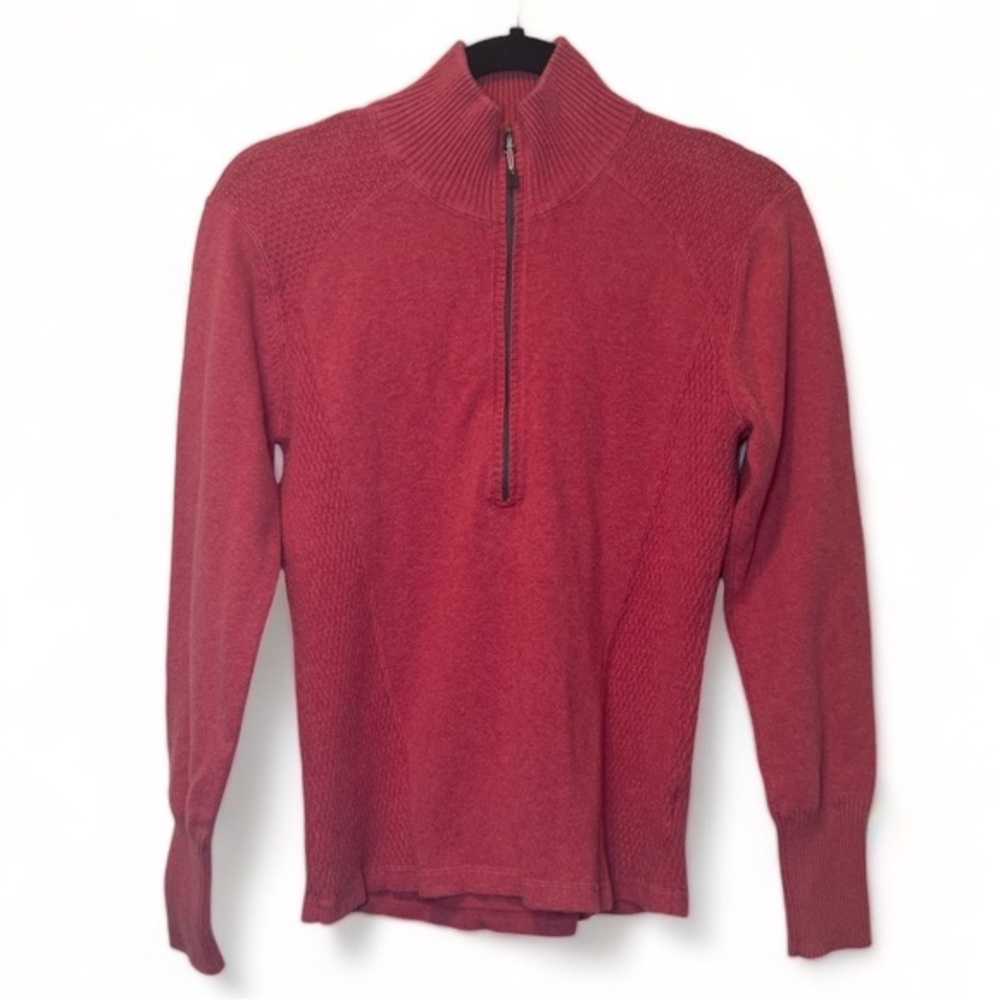 Eddie Bauer Women's Sz M Sweater 1/2‎ Zip Mock Neck Pullover Rib Knit Cuffs